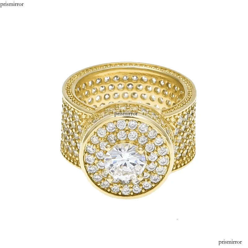 Mens Hip Hop Ring Jewelry Gold Sier Iced Out Crystal Gemstone Dia Rings For Men