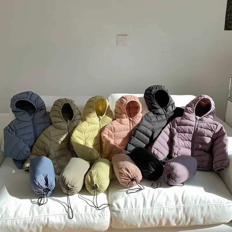 2025 Kids Down Parkas Girls Boys Winter Jacket Childrens Light Hooded Down Coat Solid Color Chidlren Winter Clothes Kids JacketT251016
