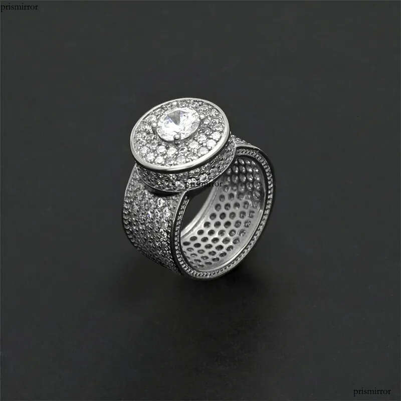 Mens Hip Hop Ring Jewelry Gold Sier Iced Out Crystal Gemstone Dia Rings For Men