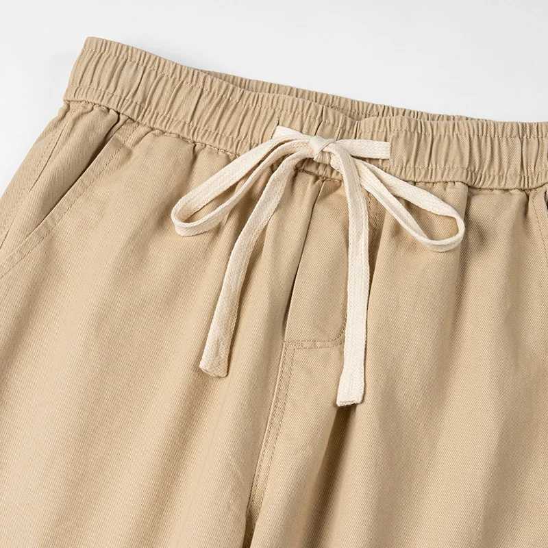 2507 Spring Summer Fashion Mens Cotton Straight Pants Good Quality Solid Color Elastic Waist Relax Fit Loose Casual Trousers J251016