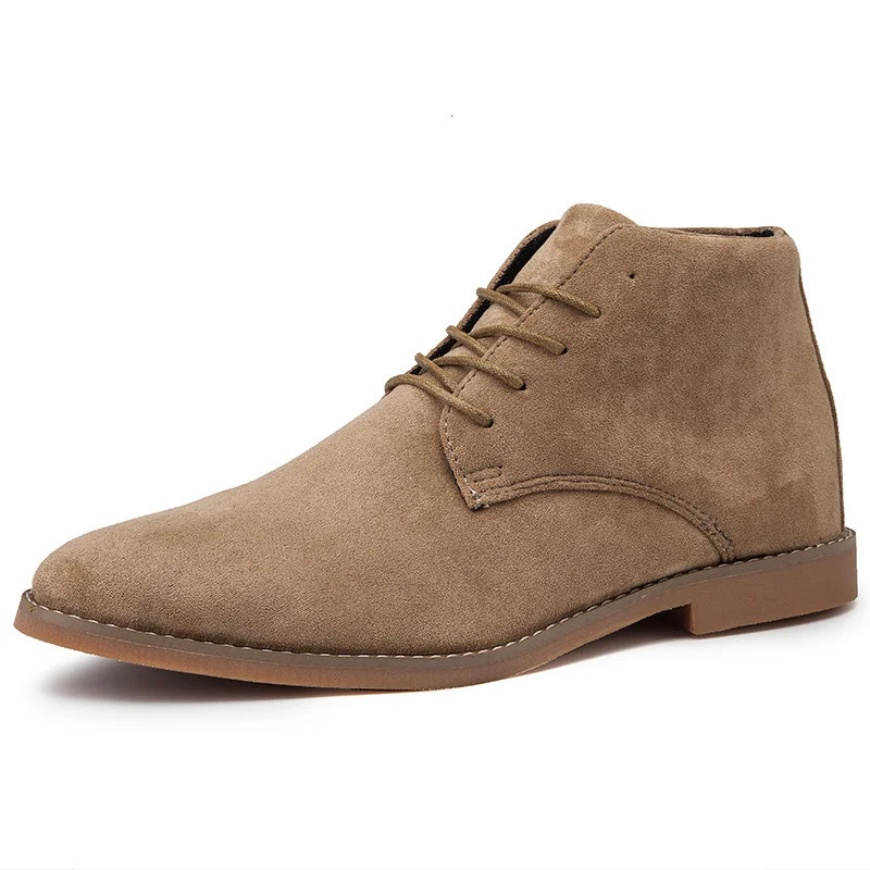 Fashion Khaki Chelsea Boots Men British Style Suede Leather Shoes Men Pointed toe Men Dress Boots High top Ankle Boot 251013