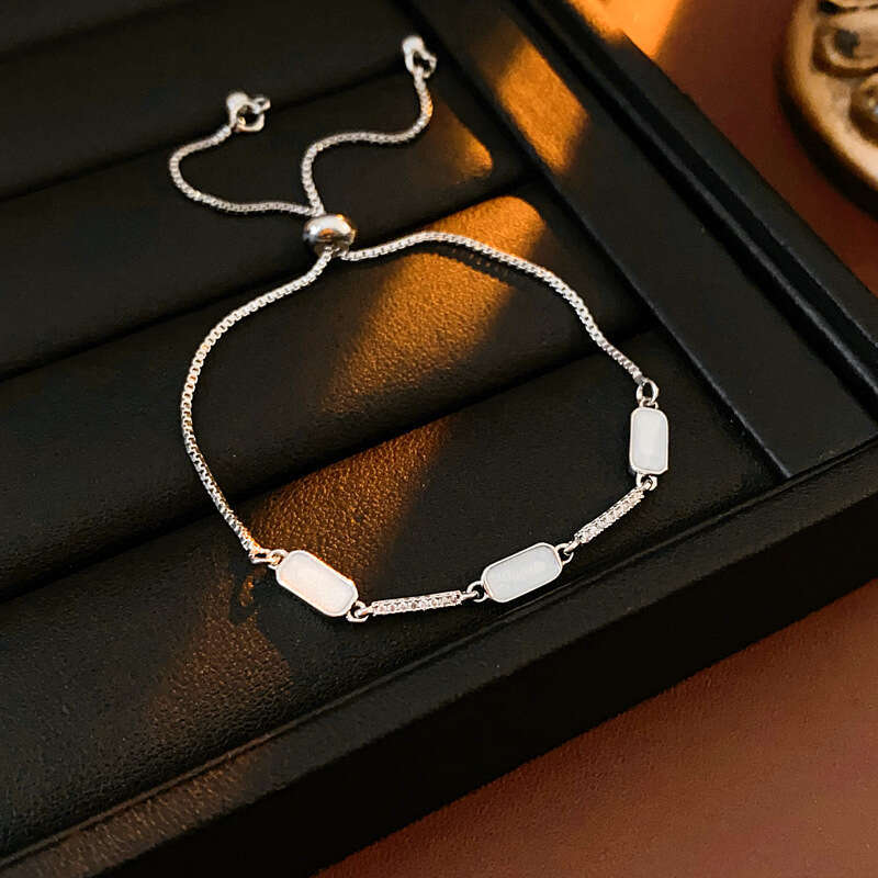 Oil Drop Rectangular One-word Simple Fashion Light Adjustable Bracelet Elegant High-end Commuting Jewelry for Women ddmypluto