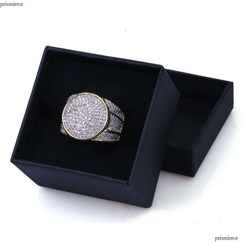 Mens Hip Hop Gold Jewelry Fashion Iced Out Ring Simulation Dia Rings For Men