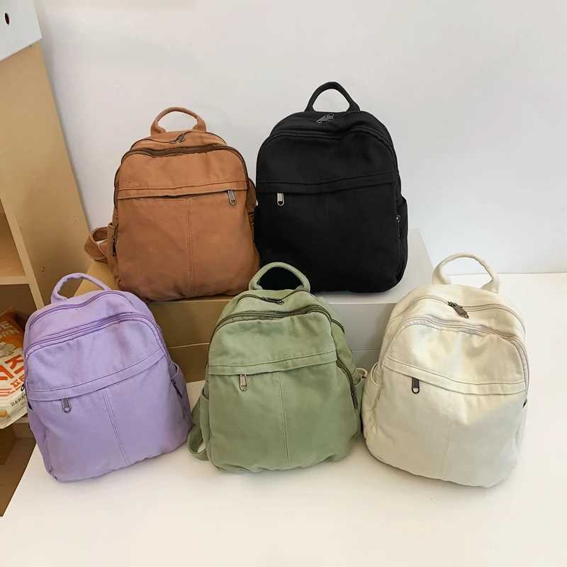 Canvas Women Small Backpack Korean Vintage School Mini Backpack Women Bagpack Female Solid Girl mochilasT251016
