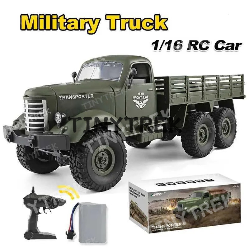 Free Shipping JJRC Dwe76 1/16 RC Truck High Silation Military Climbing Car 6Wd Off-Road 2.4G Remote Control Army Trucks Toys For Adults Kids Gifts