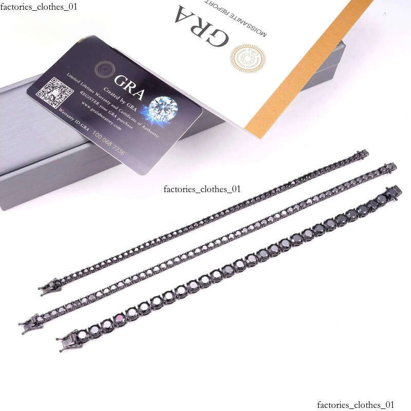 Sier Jewelry Hip Hop GRA Certificate Gold Plated Necklace Black Moissanite Tennis Chain