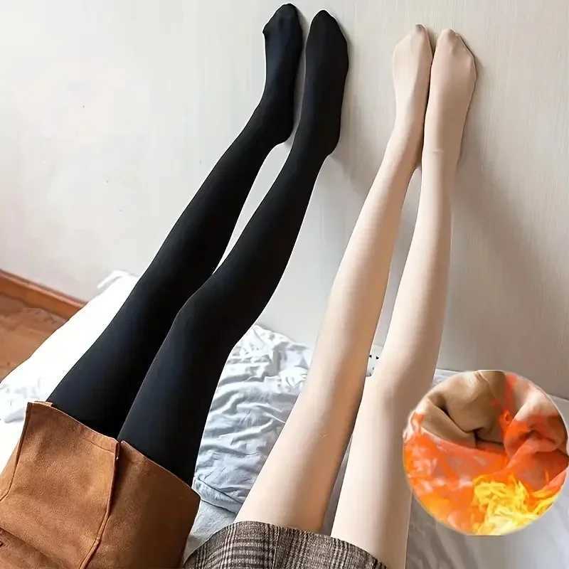 Women Winter Thicken Leggings Warm High Waist Solid Color Velvet for Female Thickened Velvet Pantyhose Stretchy Black TightsT251016