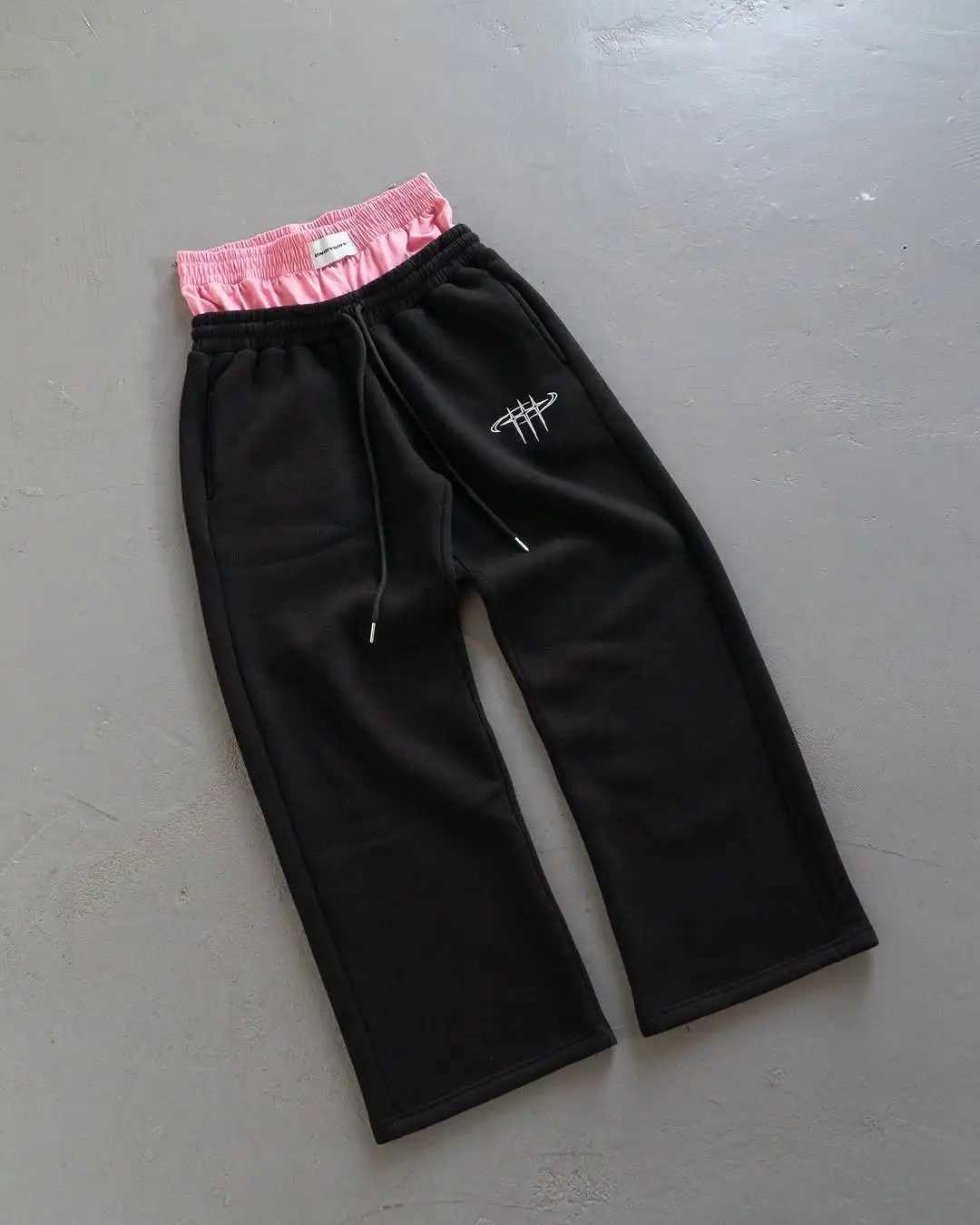 Y2kHarajuku retro loose straight pants men tracksuit pants personalized pant leg zipper embroidery design hip hop casual pants J251203