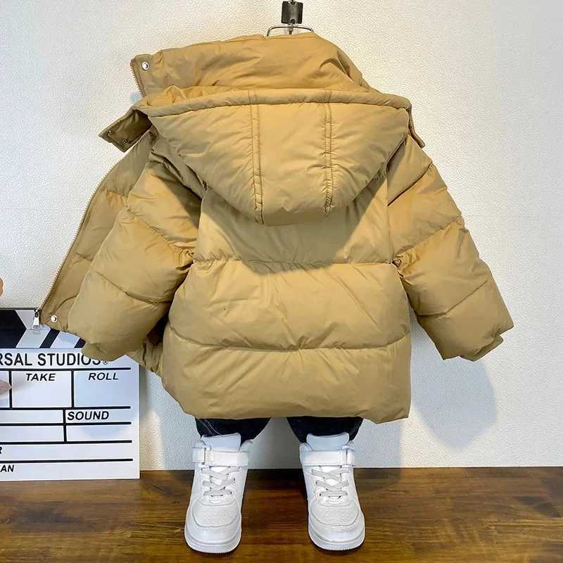 Boys Down Cotton Jacket Winter Clothing Childrens Cotton Coat Trendy and Cool Babys Medium and Long Hooded Warm CardiganT251016
