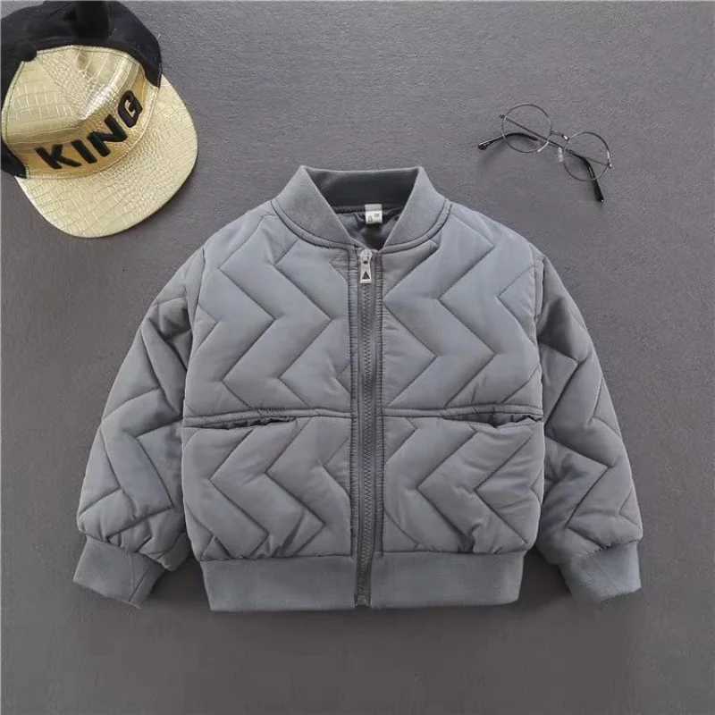 Children Solid Color Midlength Quilted Jackets Winter Boys and Girls Loose Thicken Warm Half High Collar Cottonpadded CoatsT251016