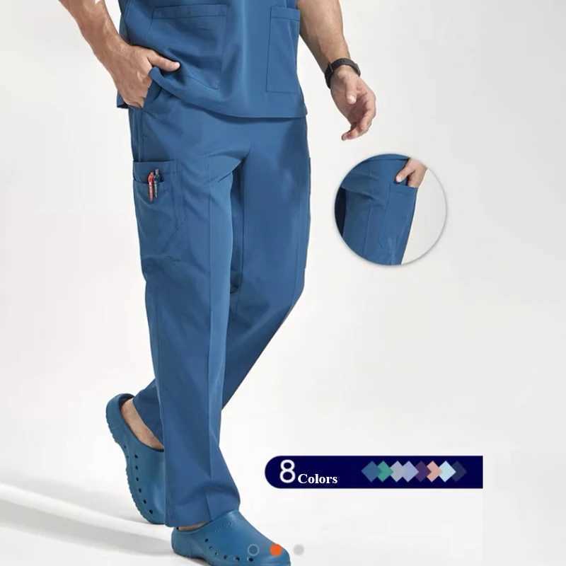 Functional Durable Medical Uniforms Nonelastic Basics Hospital Nursing Multiple Pockets Cargo Scrubs Sets for Women Men 8020 X251016
