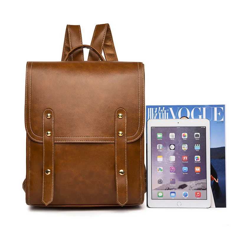 PU Leather Woman Backpack High Quality Female Rucksack Vintage Double Shoulder Bag Large Capacity School Bag Backpacks MochilaT251016