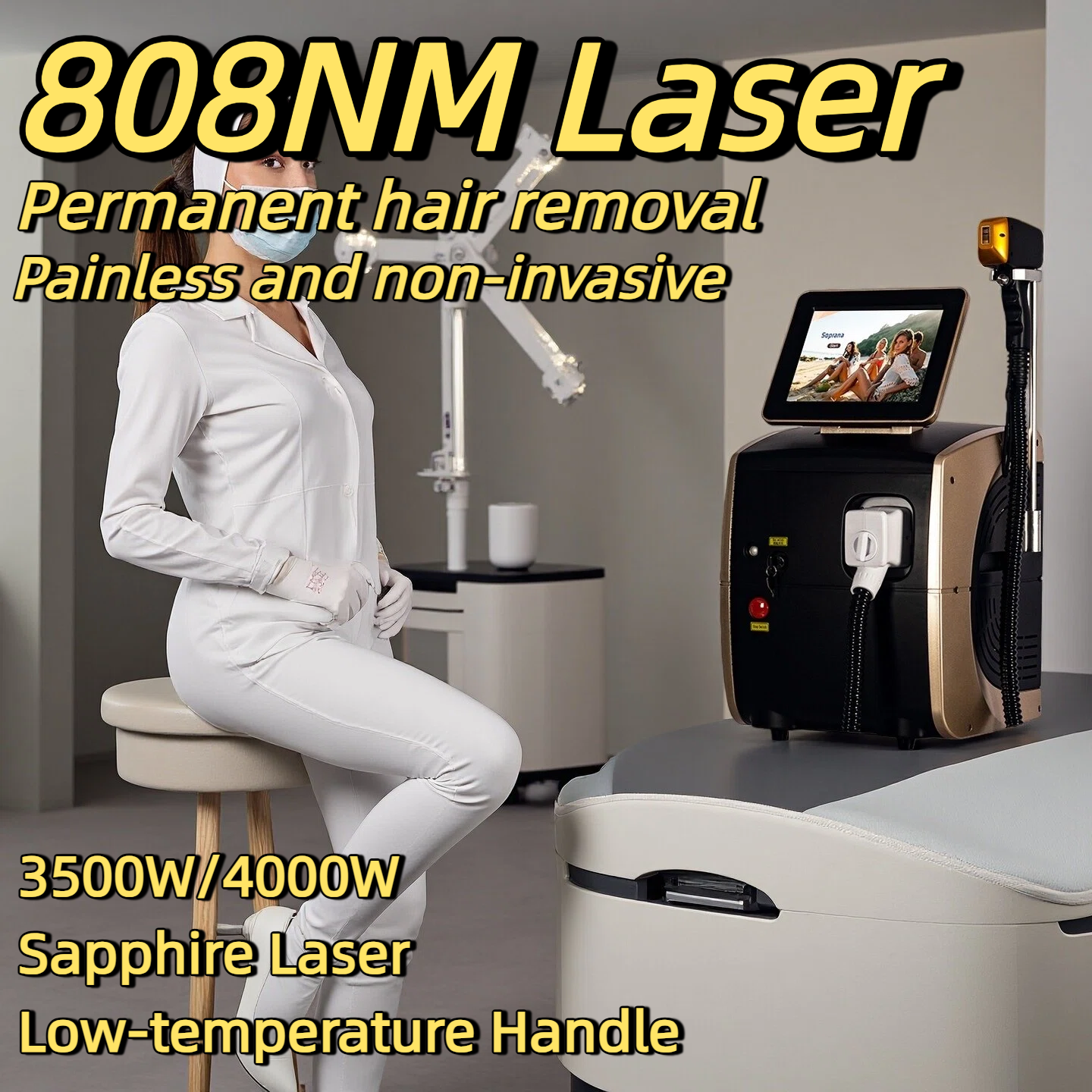 Professional 808nm Diode Lasers Pain-Free Permanent Hair Removal Alexandrit Permanent Painless Physical Underarm Body Care Depilation Equipment 755/80