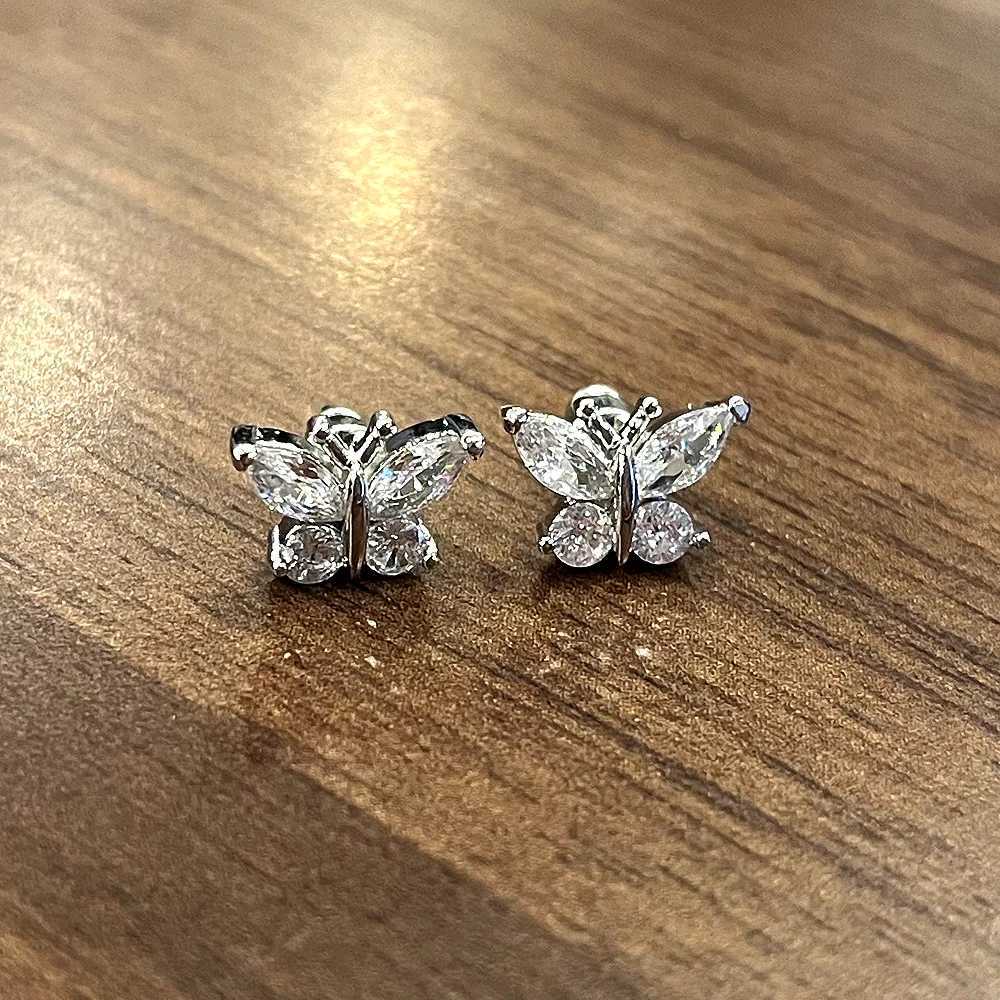 Delicate Butterfly Stud Earrings Silver Color Gold Color Available Ear Accessories for Women Daily Wear Statement Jewelry