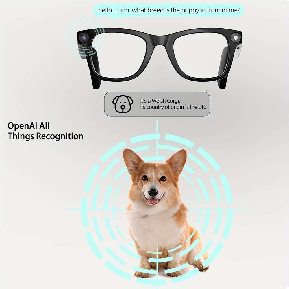 Compatible Apple Ios Android AI Smart Glasses With Camera, Noise-Canceling Call Function, Music Player, Real-Time Translation, Screen Display