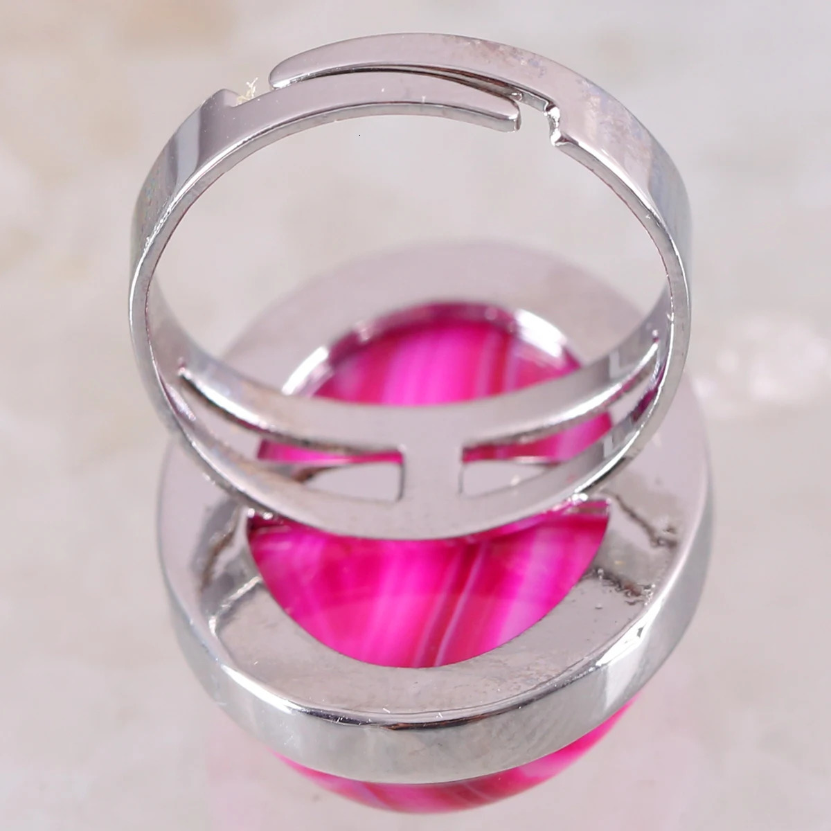 Pink Crystal Finger Ring Natural Stone Oval CAB Cabochon Bead White Opal Rhodonite Malachite Onyx Adjustable Ring For Women Man 251009