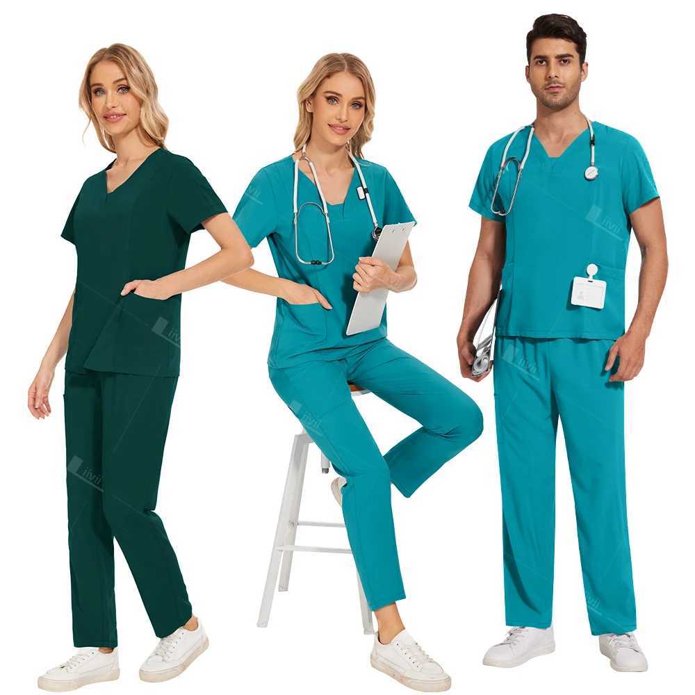 Doctor Nurse Accessories Hospital Surgical Clothes Medical Uniform Women Men Scrub Set Dental Clinic Clothes Beauty Spa Workwear X251016