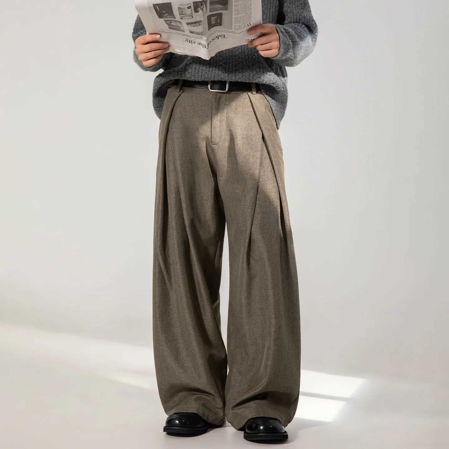 Pleated Design Mens Autumn Casual Pants J251203