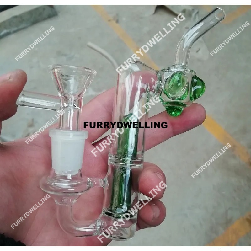 Unique Double Recycler Dab Rigs Dwe74 With 14Mm Joint Glass Water Bong Percolator Heady Green Oil Rig Propeller Heady Beaker Bubbler F