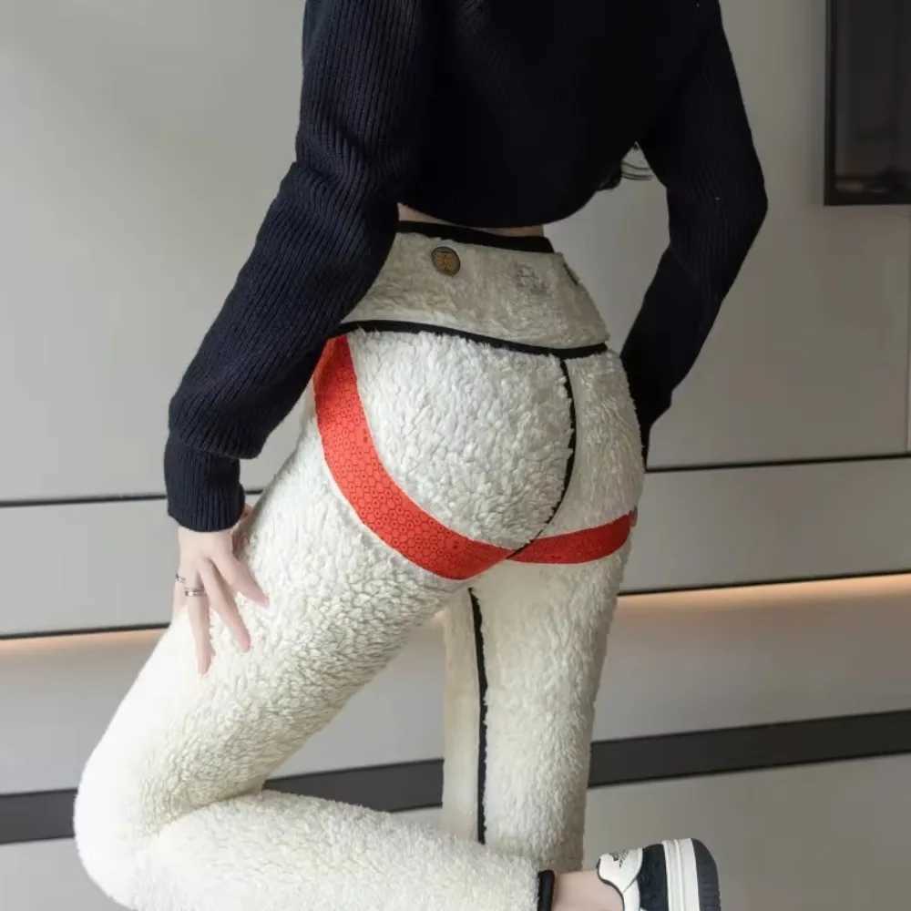 New Extra Thick Shark Leggings Lamb Velvet High Waist Thermal Fleece Leggings Butt Lifter Long Johns WomenT251016