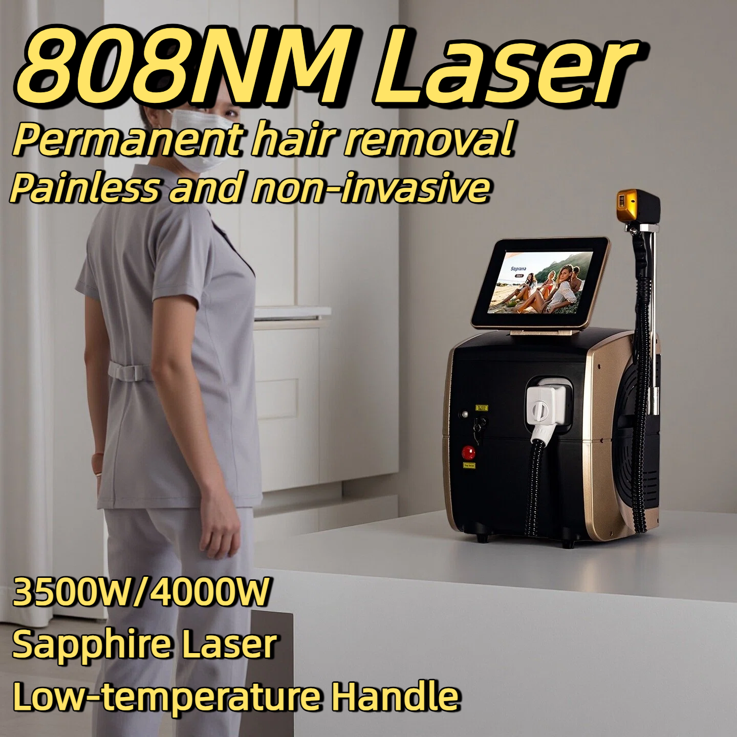Professional 808nm Diode Lasers Pain-Free Permanent Hair Removal Alexandrit Permanent Painless Physical Underarm Body Care Depilation Equipment 755/80