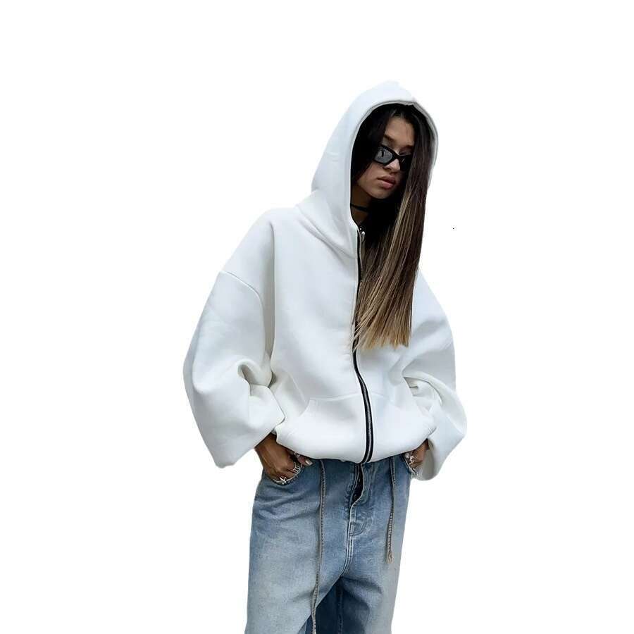 Back Print Hooded Autumn Fashionable Loose Zipper Sweatshirt Jacket For Women, Sweet And Spicy Style B5