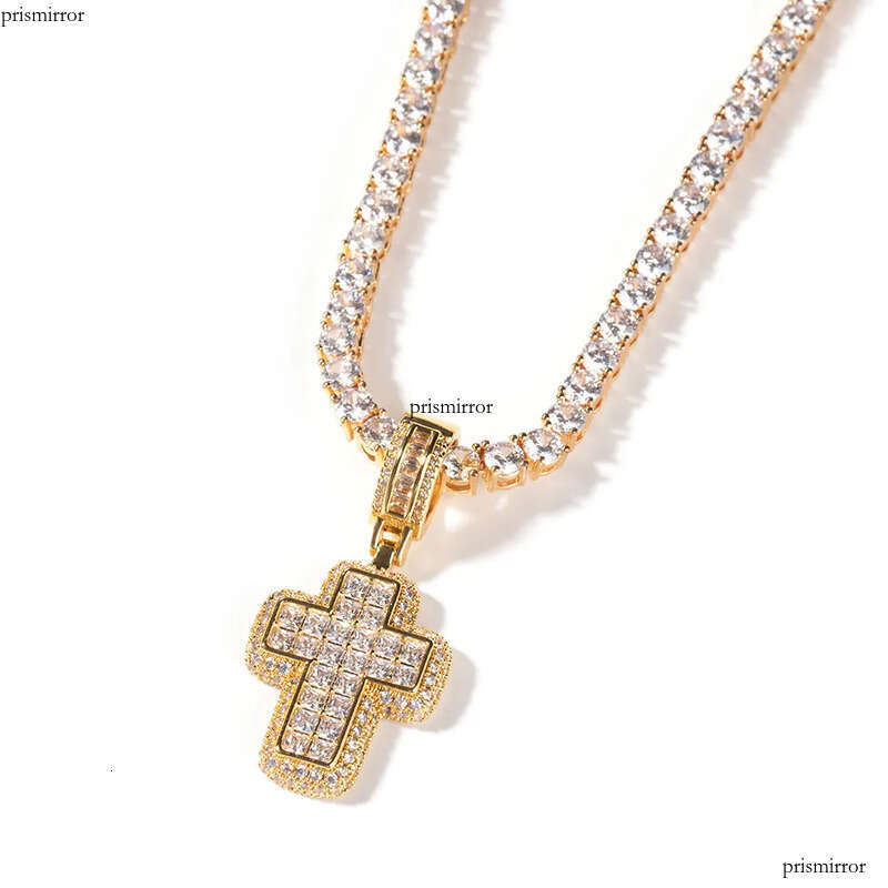 Iced Out Cross Pendant Gold Sier Hip Hop Necklace Jewelry For Men