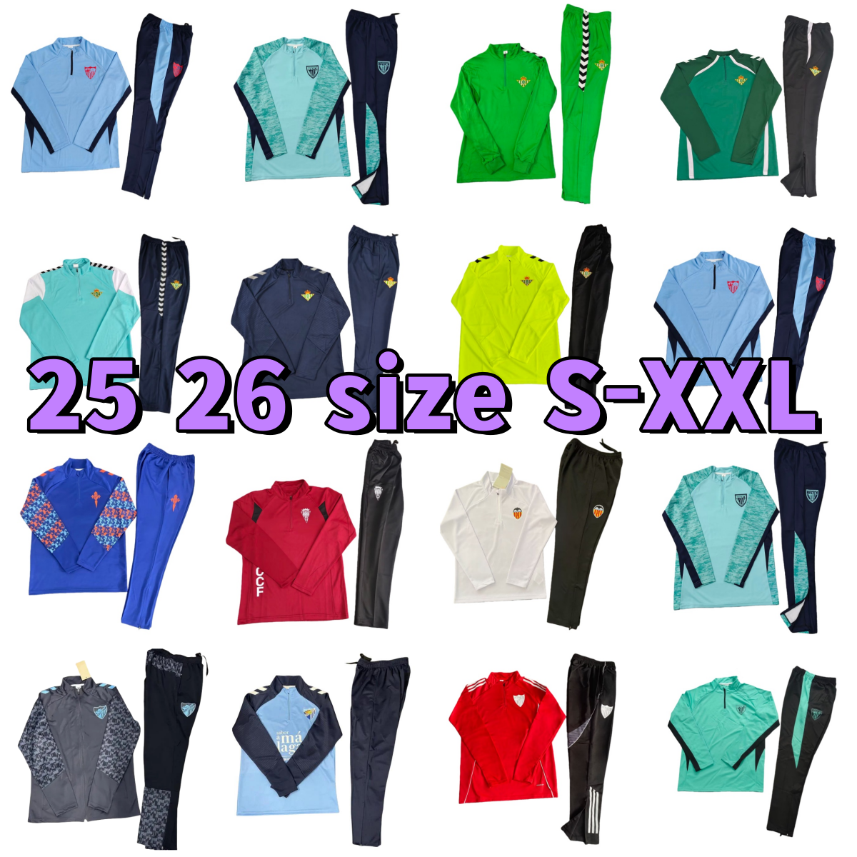 25 26 soccer Tracksuits men Soccer Jerseys Sevillas Vest training Valencias Betis football shirt 2025 2026 Cordoba Malaga sets uniforms