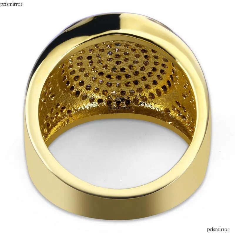 Mens Hip Hop Gold Jewelry Fashion Iced Out Ring Simulation Dia Rings For Men