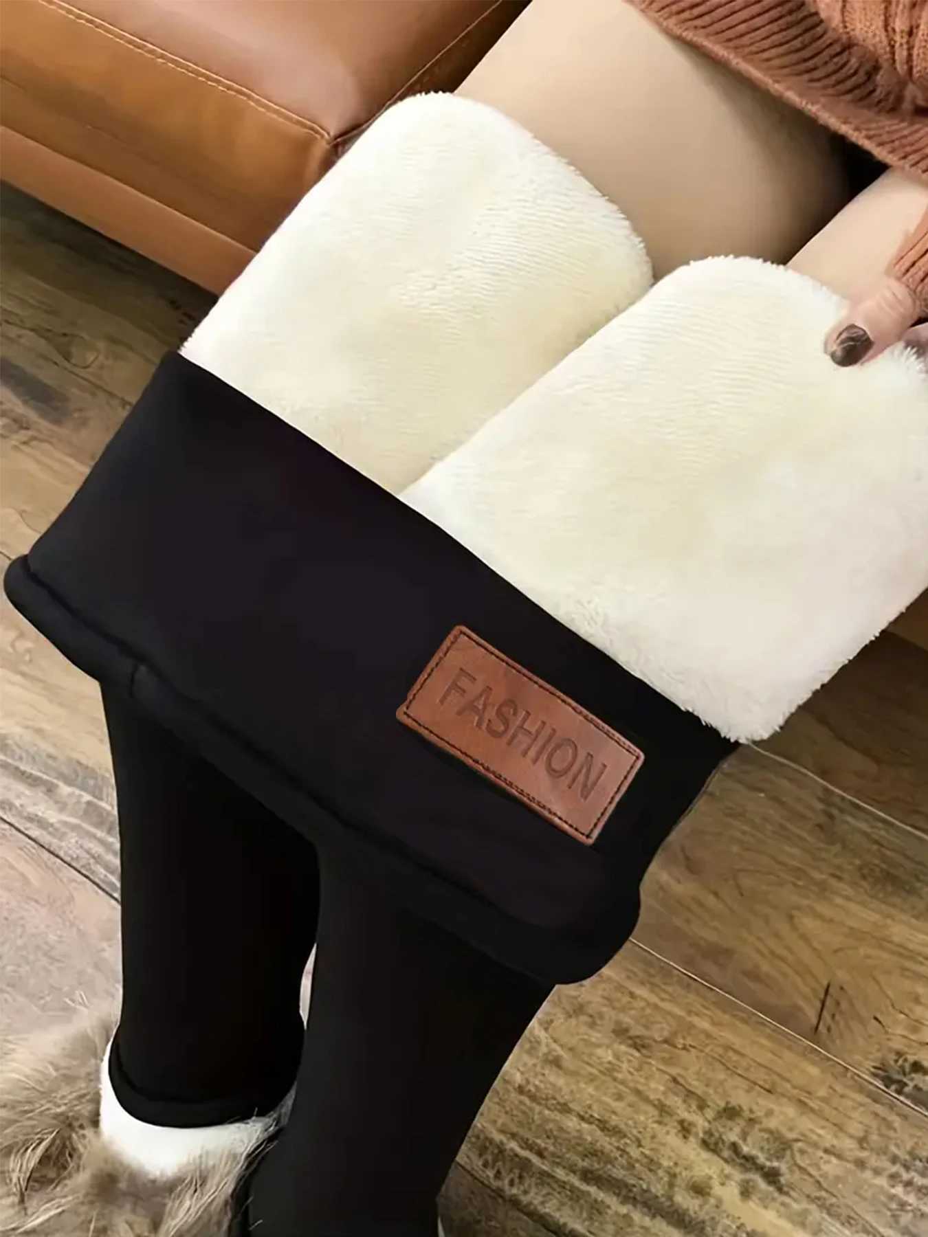 Autumn and winter womens fleece thermal pants thick highwaisted stretch leggings Winter wear leggingsT251016