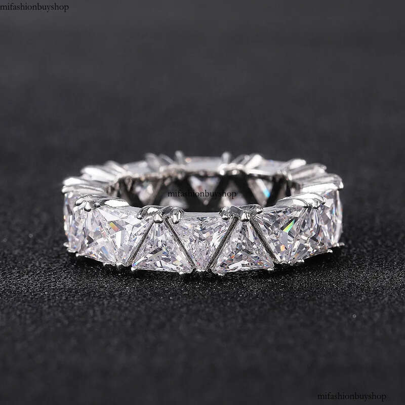 Rulalei Brand Wedding Rings Jewelry Sterling Sier Triangle White Moissanite CZ Dia Gemstones Women Engagement Band Ring Gift