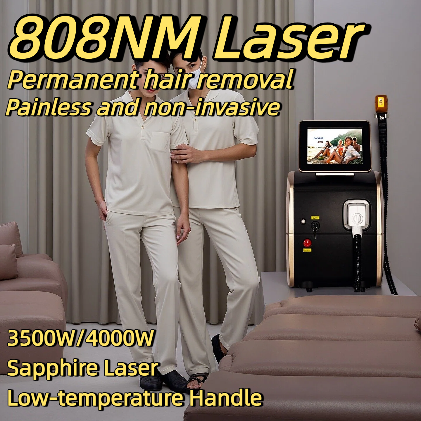 Professional 808nm Diode Lasers for Pain-Free Permanent Hair Removal Alexandrit Permanent Painless Physical Underarm Body Care Depilation Equipment