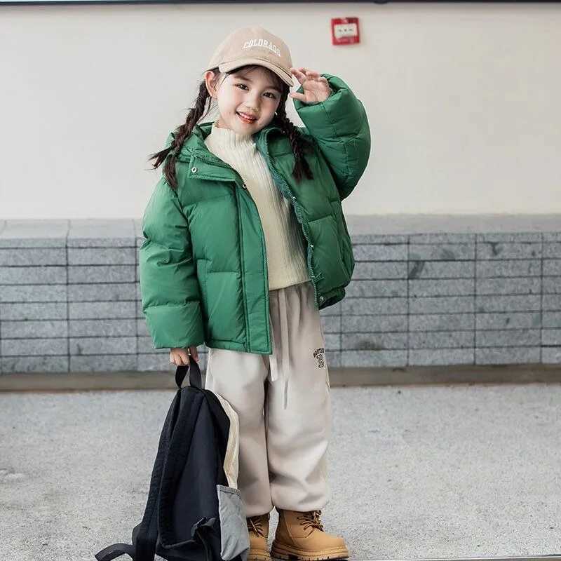 Kids Unisex Puffer Jacket Heavy Insulation Warmth Hooded Short Loose Design Baby Toddler Winter CoatT251016