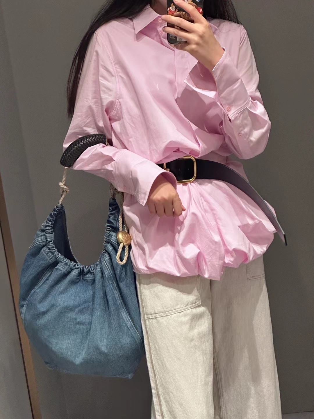 Washable denim jeans womens casual handbag soft student large capacity retro shopping bag womens handbag 241113