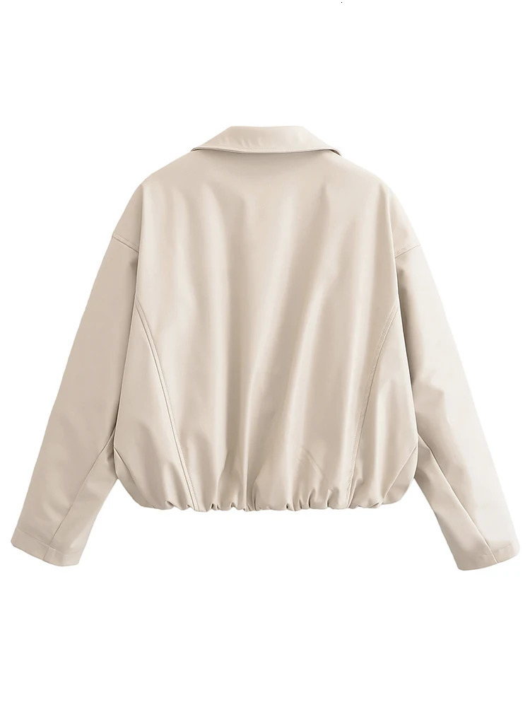 Women Vintage Leather Jacket Autumn Winter Fashion Short Coats Long Sleeve Zipper Jackets High Street Leisure 251013