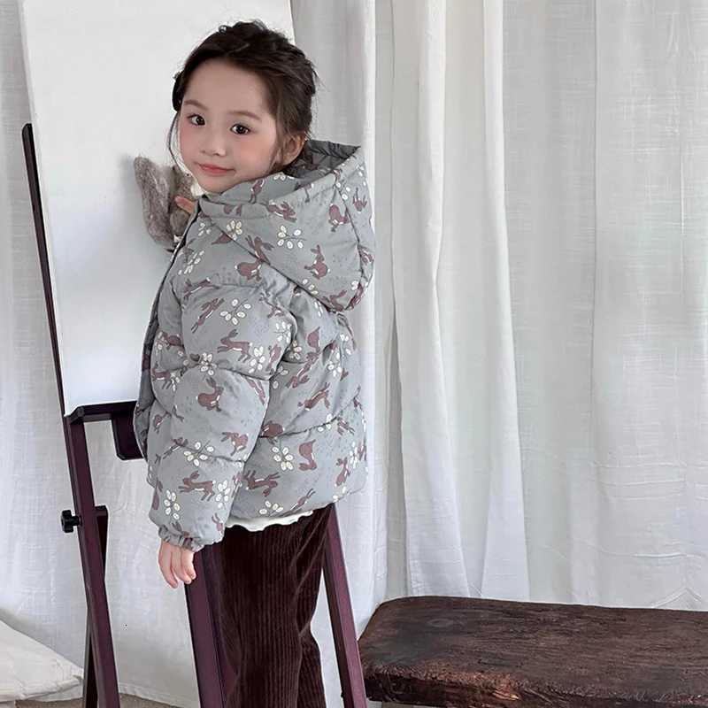 Autumn Winter Down Thick Warm Jacket Girls Cute Pattern Hooded Coats Children Outerwear Clothing Kids Warm Jacket CoatT251016