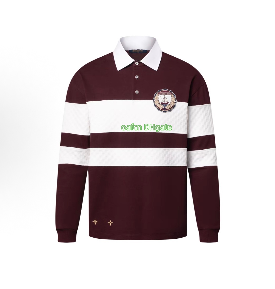 Men's Polos Shirt Men T Shirts Long-sleeved designer Shirts Streetwear Casual Man Clothes Tees Cotton poplin color blocked button long sleeved design polo shirt 7735