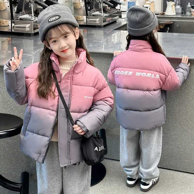 Girls Winter CottonPadded jJcket 2025 New Foreign Style 514 Year Girl Large Child Padded Jacket With StandUp CollarT251016