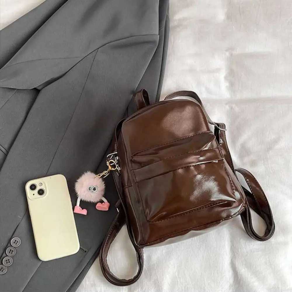 Fashion PU Leather Small Backpack Y2k Kawaii Student Bag Trendy School BagT251016