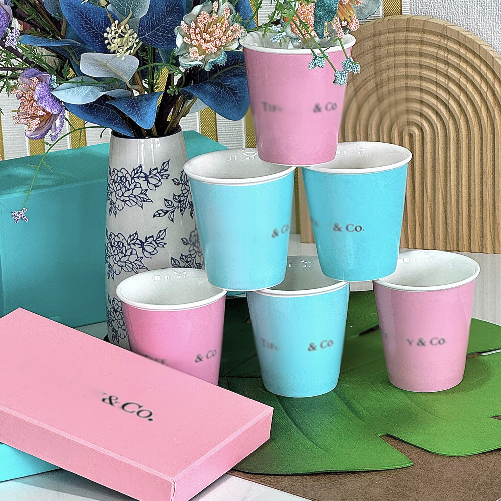 2PCS/set Ceramic Mugs Coffee Tea Milk Water Cups & Saucers Kitchen Dining Utensils Blue Presents Box Packaging Wedding Birthday Gifts For Home Family Friends