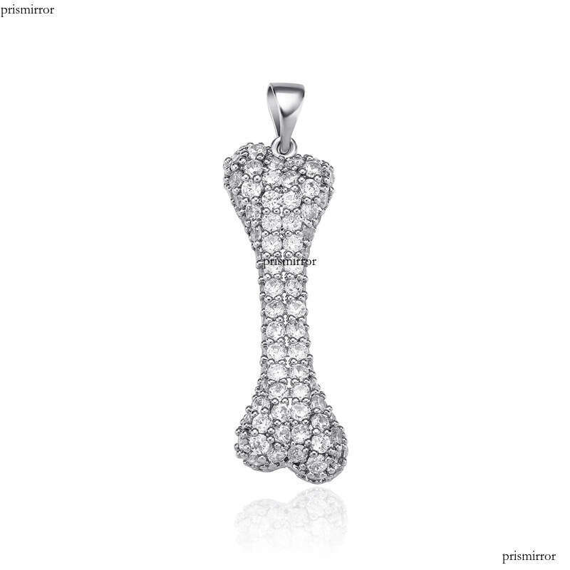 Mens Hip Hop Necklace Jewelry Sier Iced Out Bone Pendant Necklaces