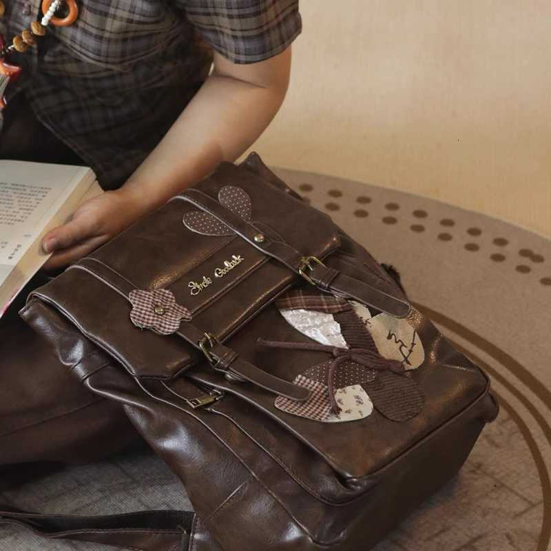 Vintage Y2k Aesthetic All Match Schoolbag Patchwork Butterfly Casual Backpacks Streetwear Fashion Preppy Bags for Women StudentsT251016