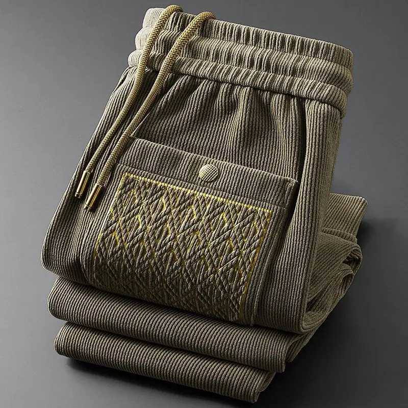 2025 new mens casual sports pants tied with feet slim fit stretch mens side striped laceup sweatpants J251016