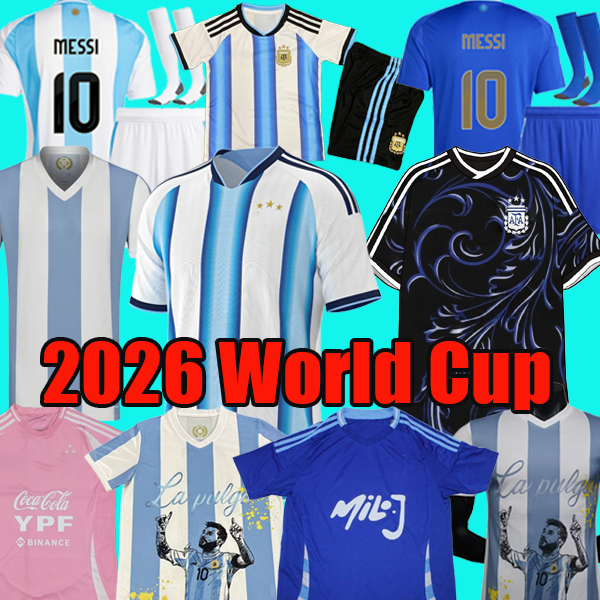 2026 World Cup Argentina messis Pink special Fans player version 3 stars soccer Jerseys copa 2024 football shirt kit 24 25 Mens Kids set 50th anniversary