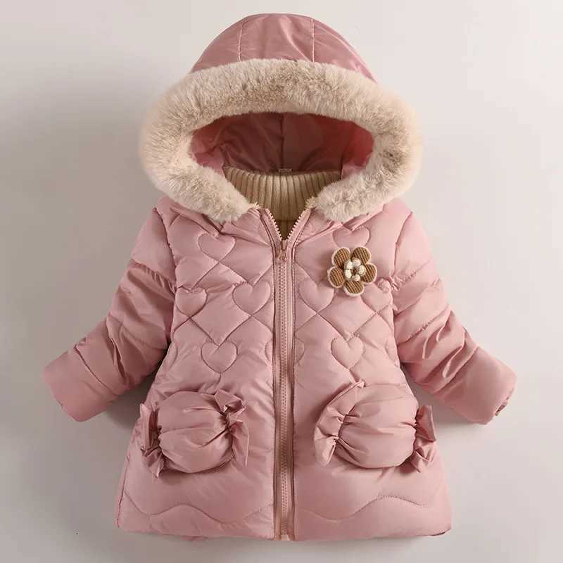 New 2025 05 years old winter thickened warm jacket hooded velvet outdoor boys cotton jacket windproof jacketT251016