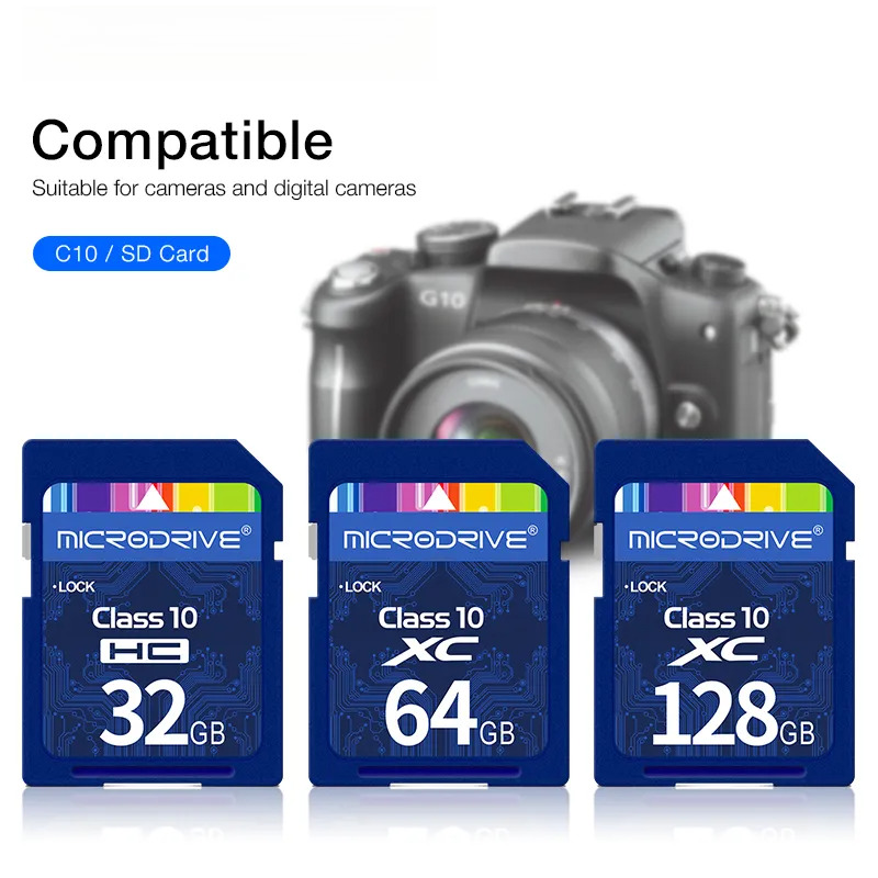 Standard SD Card 8GB 16GB 32GB 64GB 128GB 256GB Class 10 SDHC SDXC C10 Full Size Flash SD Normal Size Memory Cards For Camera