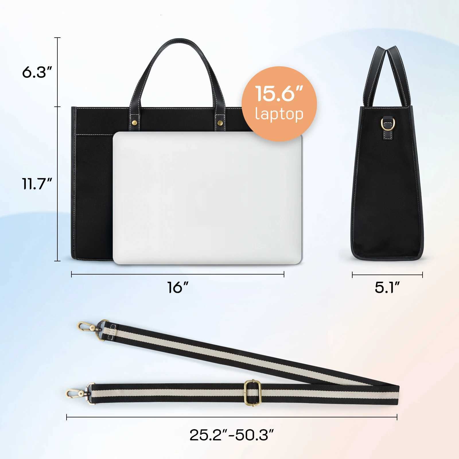 Missnine Women Briefcase Tote Bag Travel Office College Canvas Handbag 156 inch Laptop Bags For College Casual Work BusinessW251015