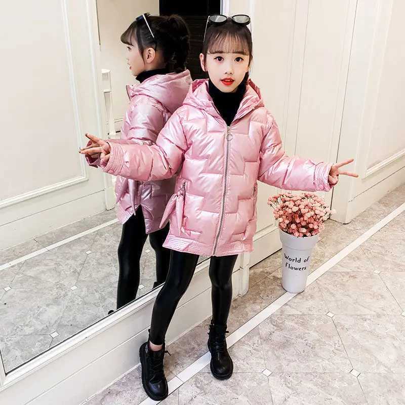 Girls Coat Fashion Down Jackets for Girls Winter Thick Warm Parkas Snowsuit Cute Hooded Childrens Outerwear 9 8 10 12 14 YearsT251016