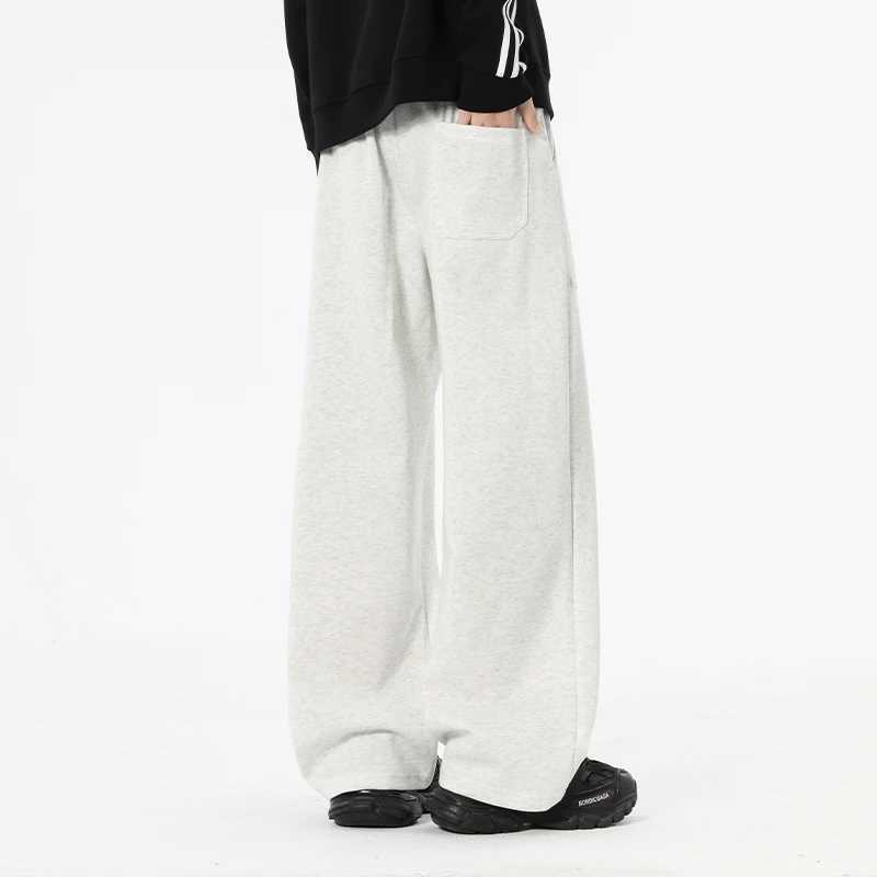 Mens Wide Leg Sweatpants Baggy Joggers 65 Cotton Korean Style Sports Pants Neutral Loose Outdoor Jogger Fitness Trousers J251203