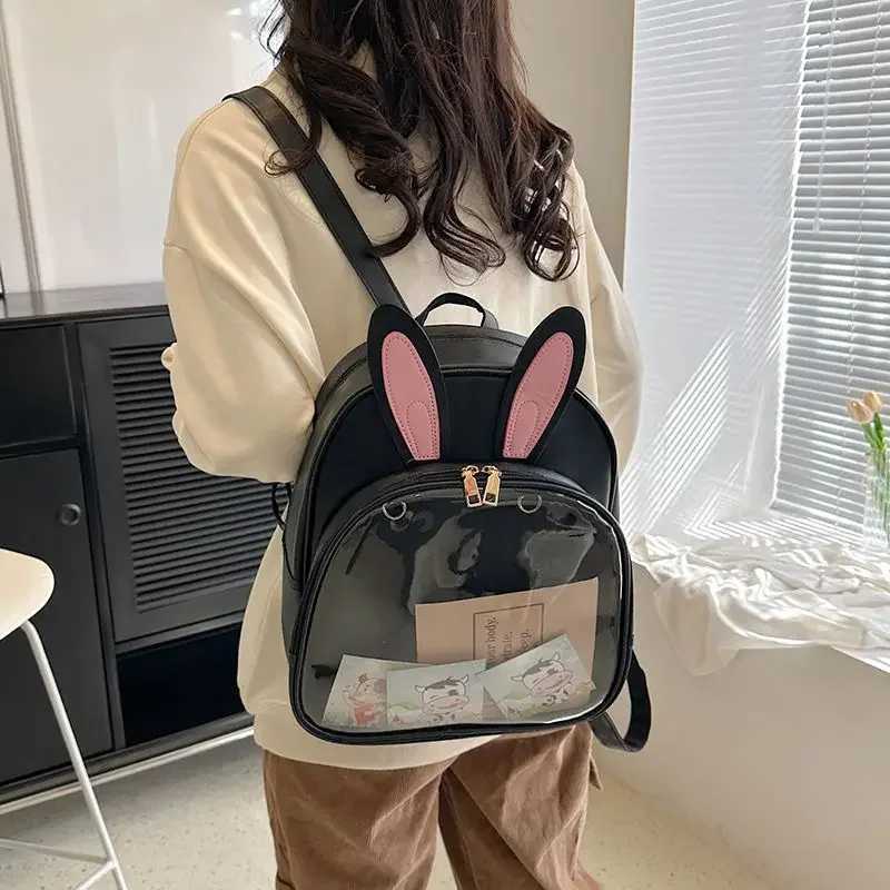 Fashion Chic Y2k Aesthetic Kawaii Student Rabbit Ears Schoolbags Casual All Match Backpacks Korean Transparent Ins Ita BagsT251016